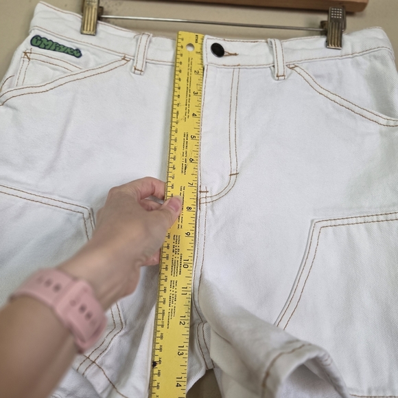 Empyre White Denim Dixie Cargo Shorts Contrast Trim Street Style - Picture 4 of 8